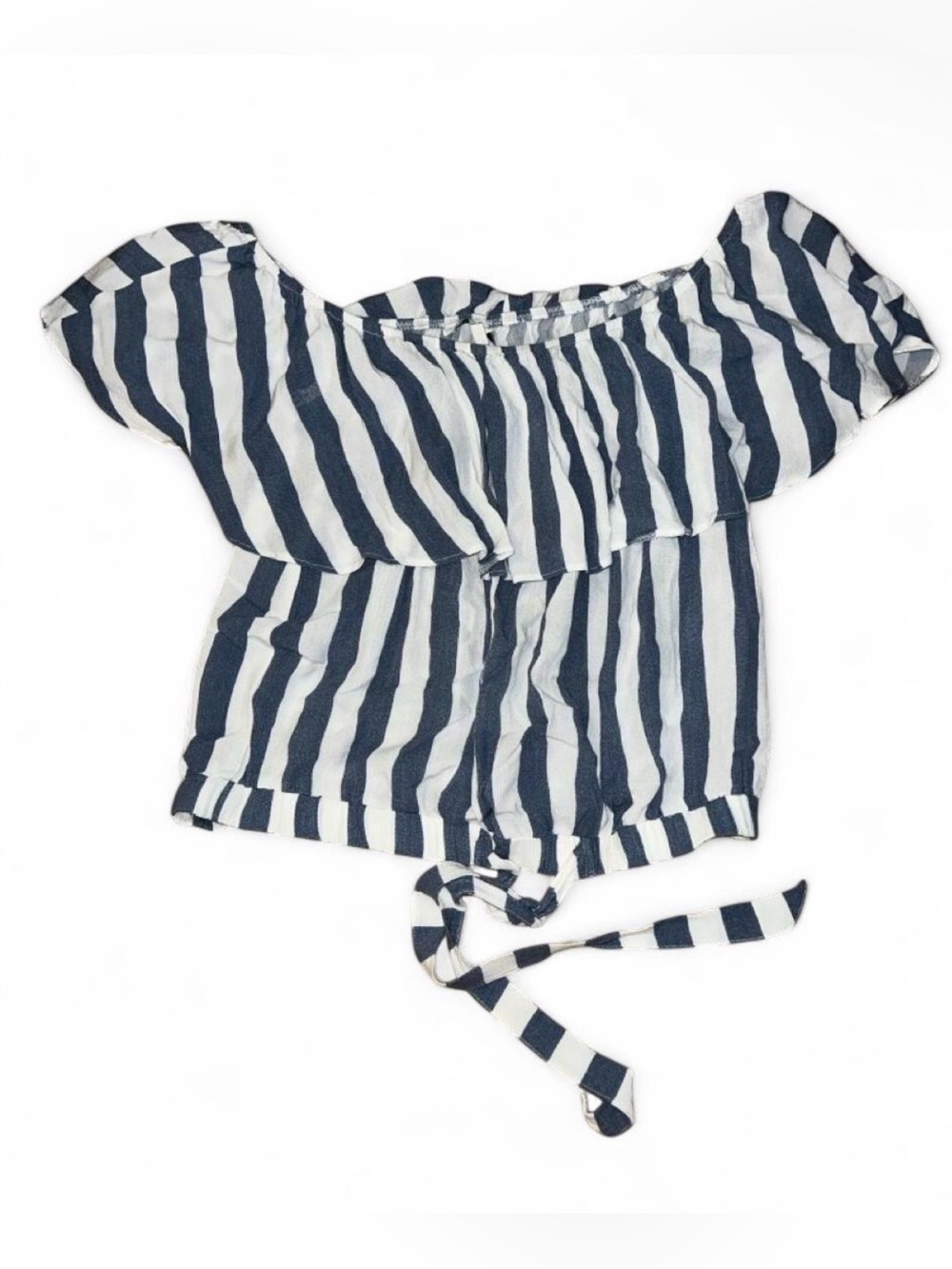 AE Off-Shoulder Striped Tie-Front Top